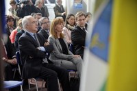 El Presidente del Gobierno, la Presidenta del Parlamento y el Delegado del Gobierno durante el acto